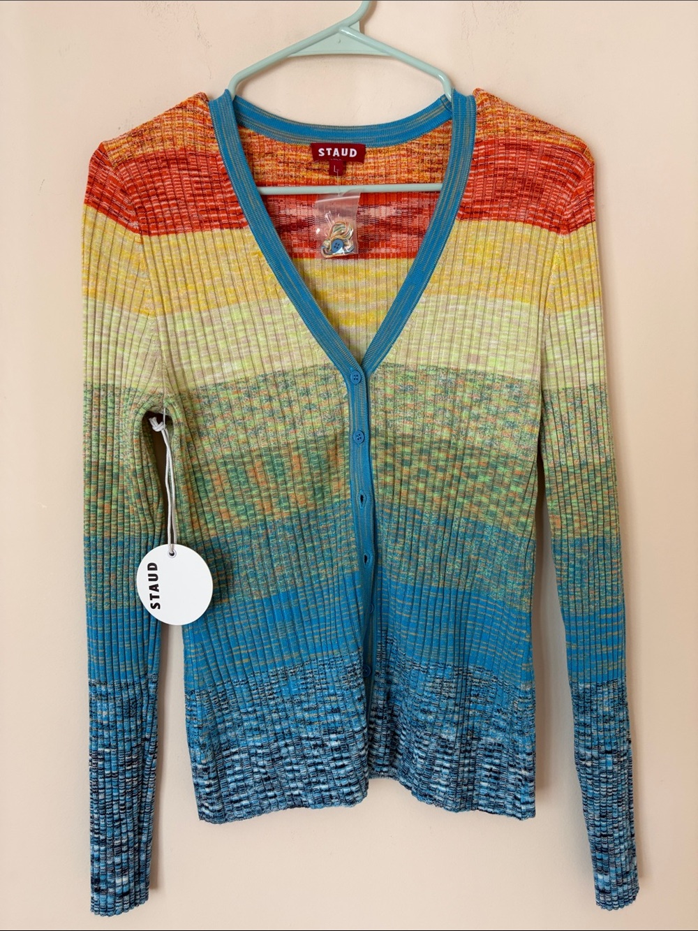 Staud Cargo rainbow striped cardigan